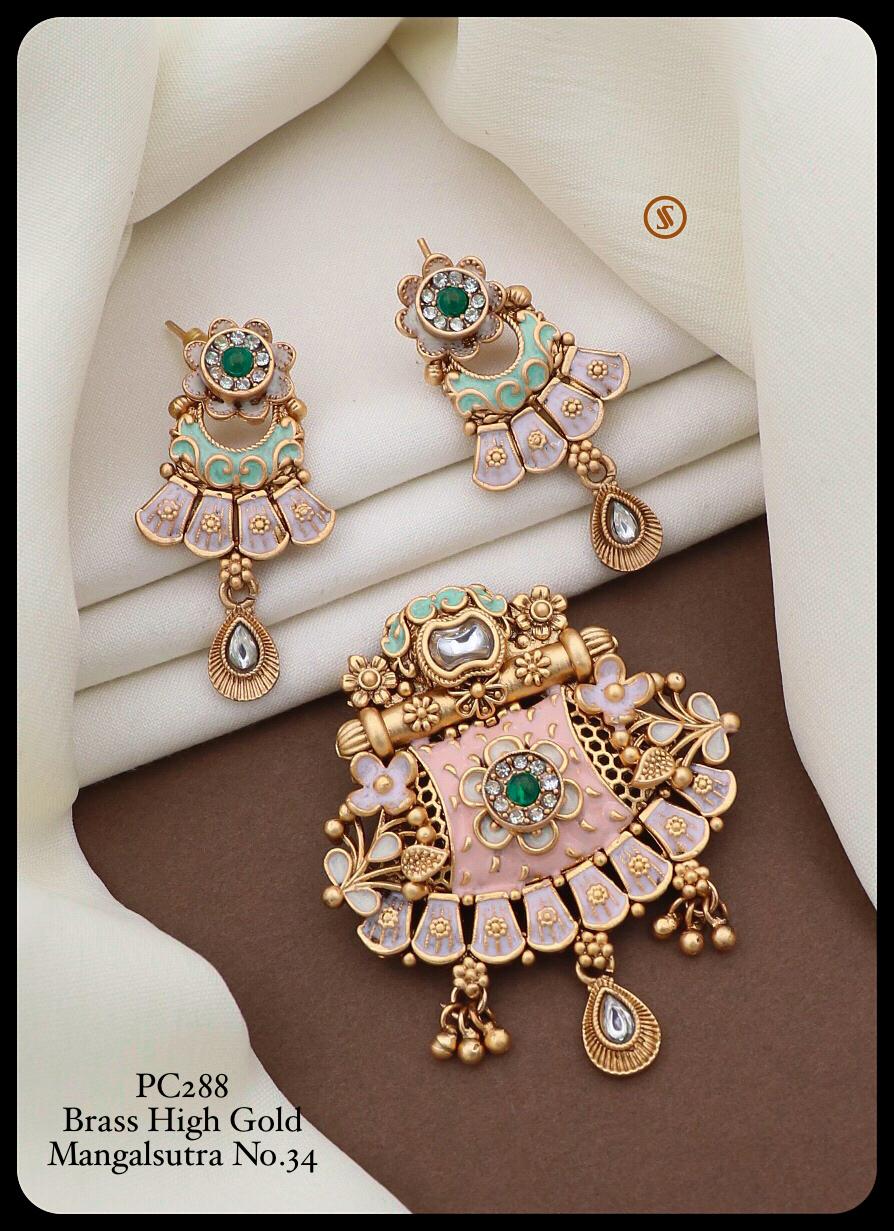 Pc 28 Fancy Brass High Gold Mangalsutra Pendal Butti Exporters in India
